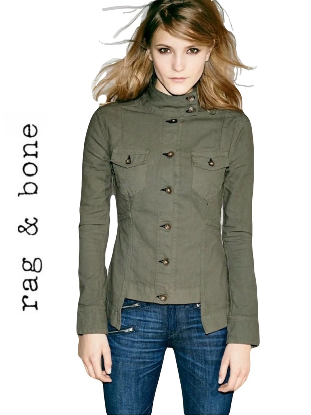 🌟 Rag & Bone Chamberlain Military Jacket in Olive Army Green Sz: XS 🌟